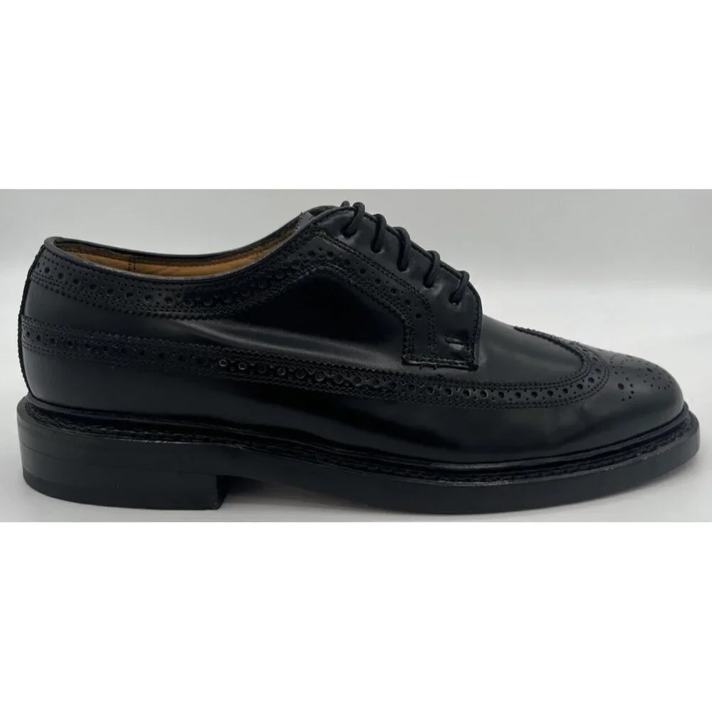 Vtg Florsheim Royal Imperial Black Leather Wingtip Derby Dress Shoes Size 6.5 3E